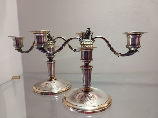 Candelabri in argento blasone Talleyrand Francia 1830